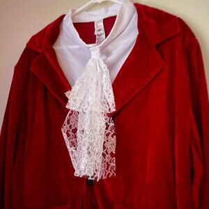 Red Velvet Jacket and Pants suit with Lace Cravat Vampire Lord Costume